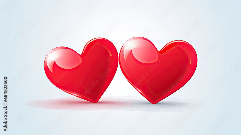 Two red hearts next to each other 2D vector Two red hearts next to each other 2D vector