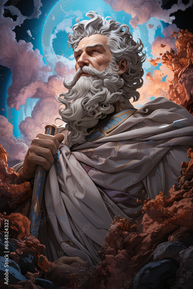 Zeus the Thunderer. God of the sky, thunder, lightning, in charge of the whole world. The main and most powerful god in ancient Greek mythology.