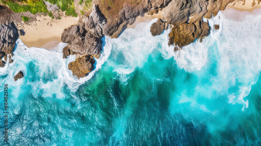 Top-Down View of Bali's Stunning Turquoise Shoreline