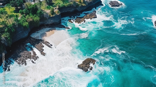 Aerial View of Bali's Turquoise Coastal Waters
