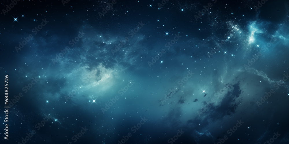 Fototapeta premium Background with space, stars and nebula in blue tones