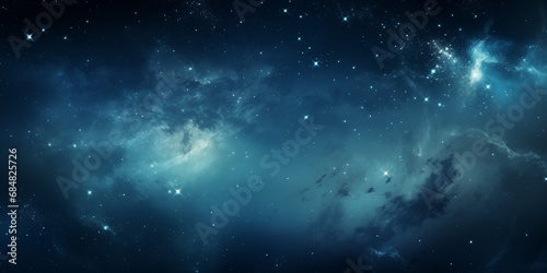 Background with space  stars and nebula in blue tones