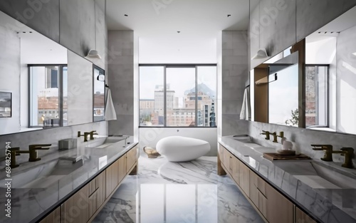 Luxurious Escape  Dive into the Serene Elegance of a Modern and Pristine Bathroom Haven 