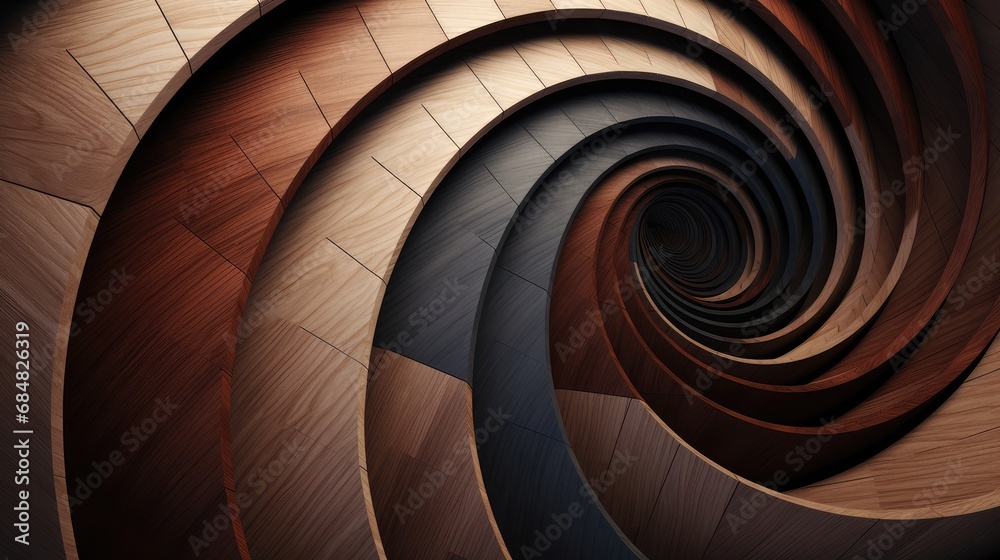 Fototapeta premium Fibonacci-inspired wooden 3D background