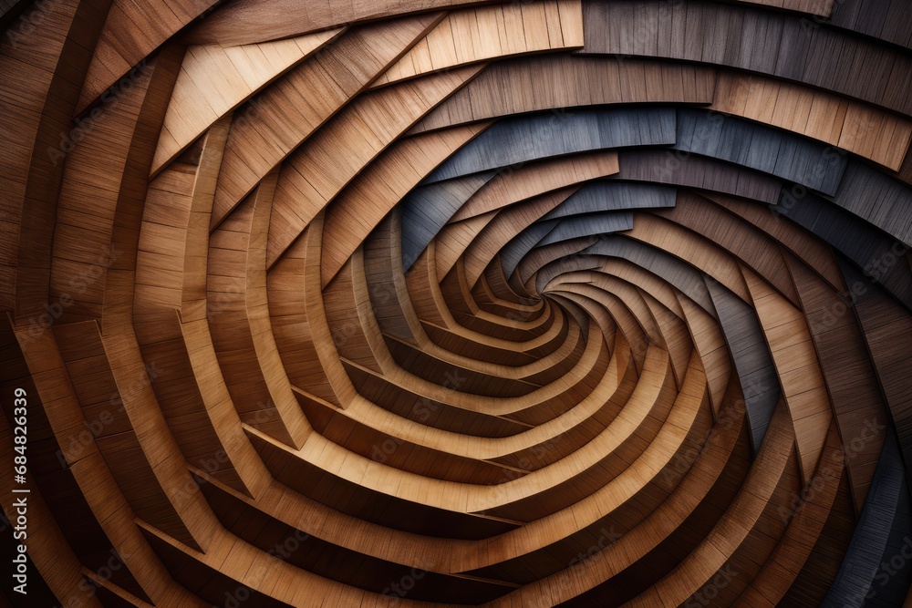 Fototapeta premium Fibonacci-inspired wooden 3D background