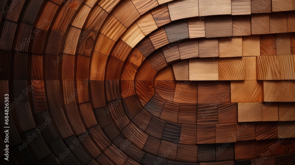 Naklejka premium Fibonacci-inspired wooden 3D background