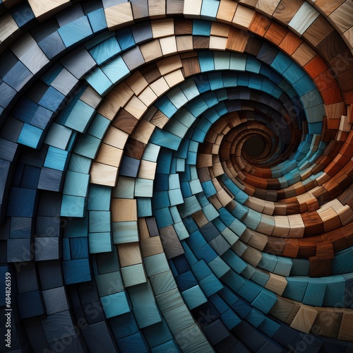 Fibonacci-inspired wooden 3D background