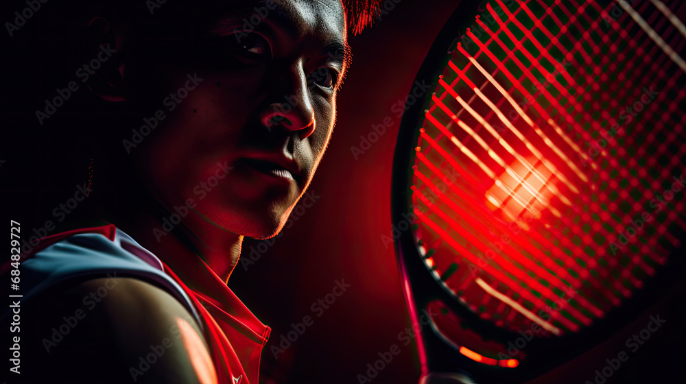 Badminton player's precise grip and focus