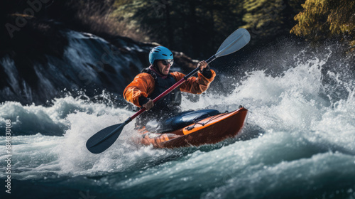 Kayaker skillfully executing precise turn © javier