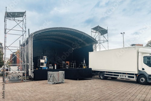 Professional outdoor concert stage installation photo