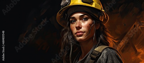 Hard hat miner, female, coal mine.