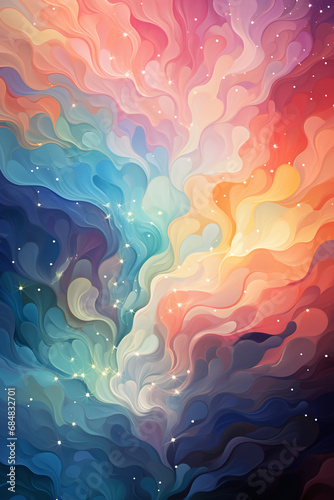 A pastel rainbow colored photo backdrop. AI generative