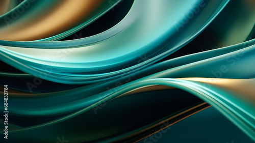 Vibrant Abstract Curves Background in Teal Blue Green - Generative AI