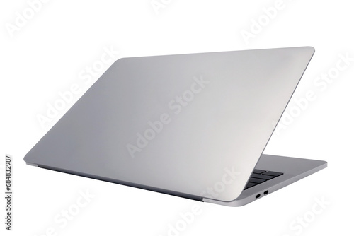 Back view of laptop half closed on transparent background png