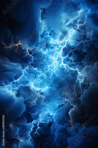 Blue lightning on light gray background. AI generative