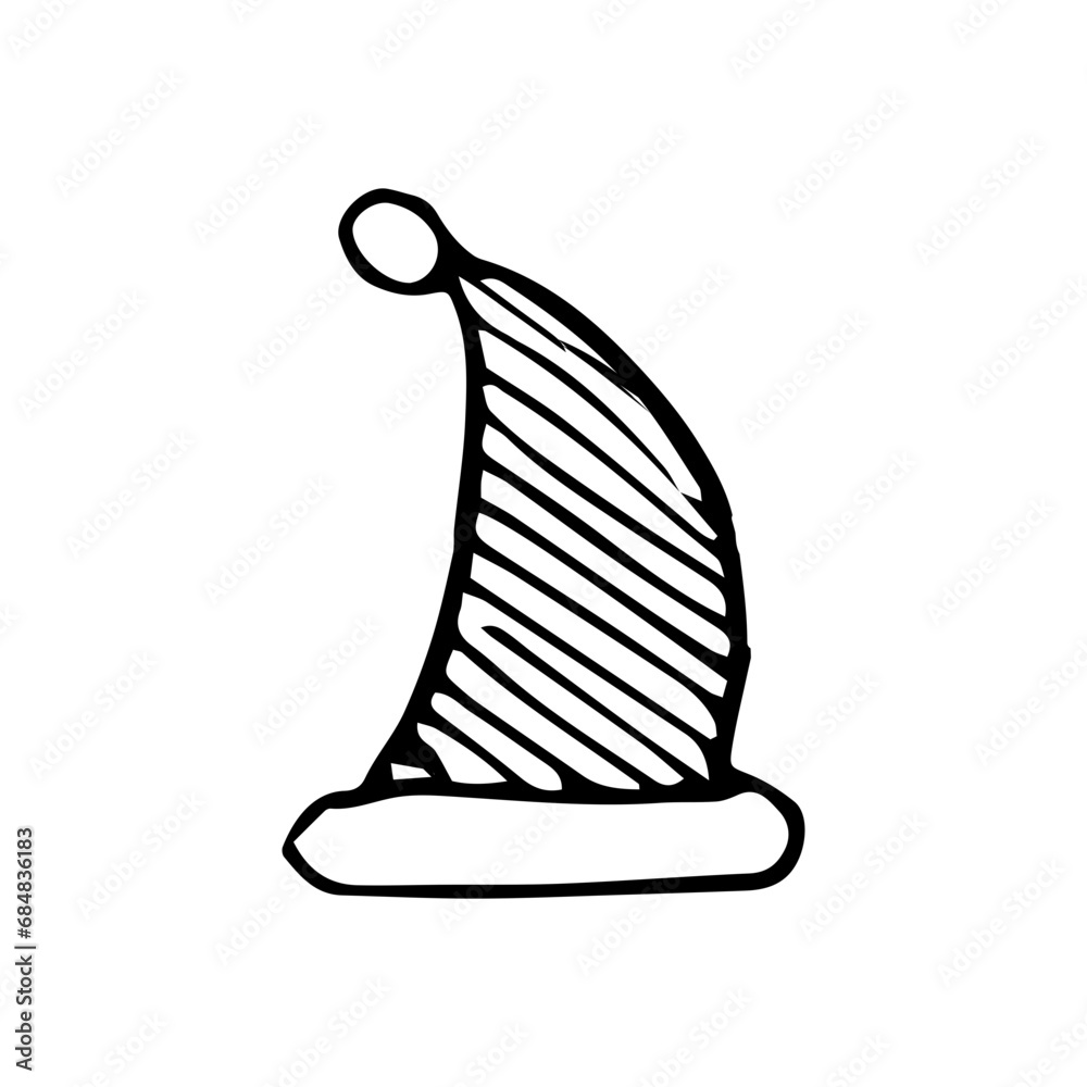 doodle Christmas hat for your creativity. Vector illustration