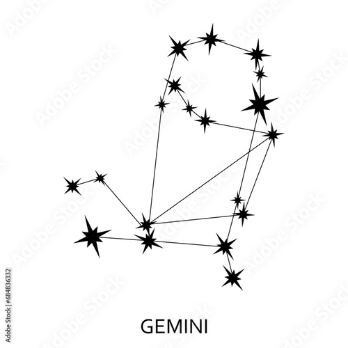 Gemini or twins, zodiac constellation.Vector icon isolated on white background. 