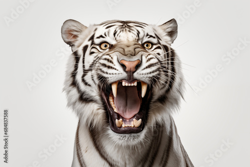 funny white tiger with surprised face