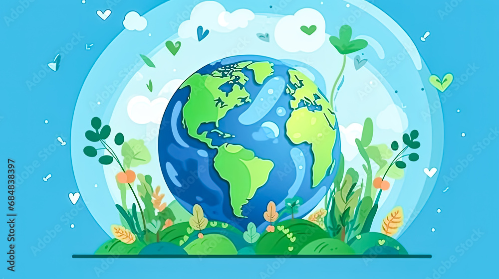 Earth Day joy, Our planet draped in green Earth Day joy, Our planet draped in green