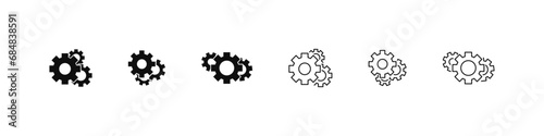 Gears vector icon set. Settings concept symbol. Gear cog wheels icons.