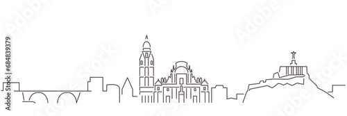 Murcia Dark Line Simple Minimalist Skyline With White Background