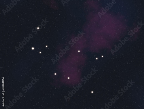 Gemini constellation stars in outer space. 3D rendered illustration Elements of this image were furnished by NASA