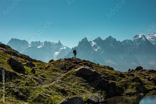 Hiker in the French Alps Mountains