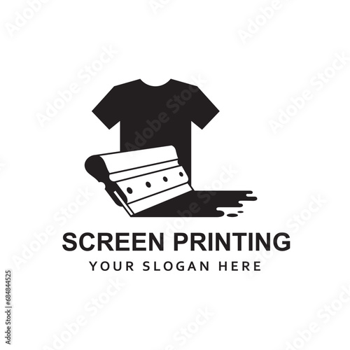 silk screen printing icon with squeegee isolated on white background