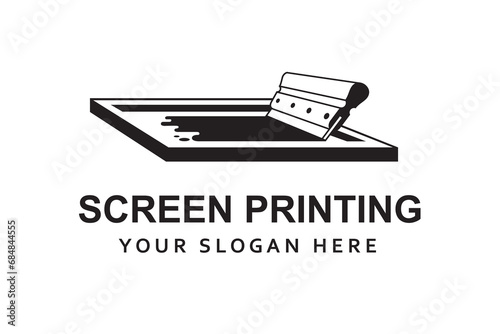 silk screen printing icon with squeegee isolated on white background photo
