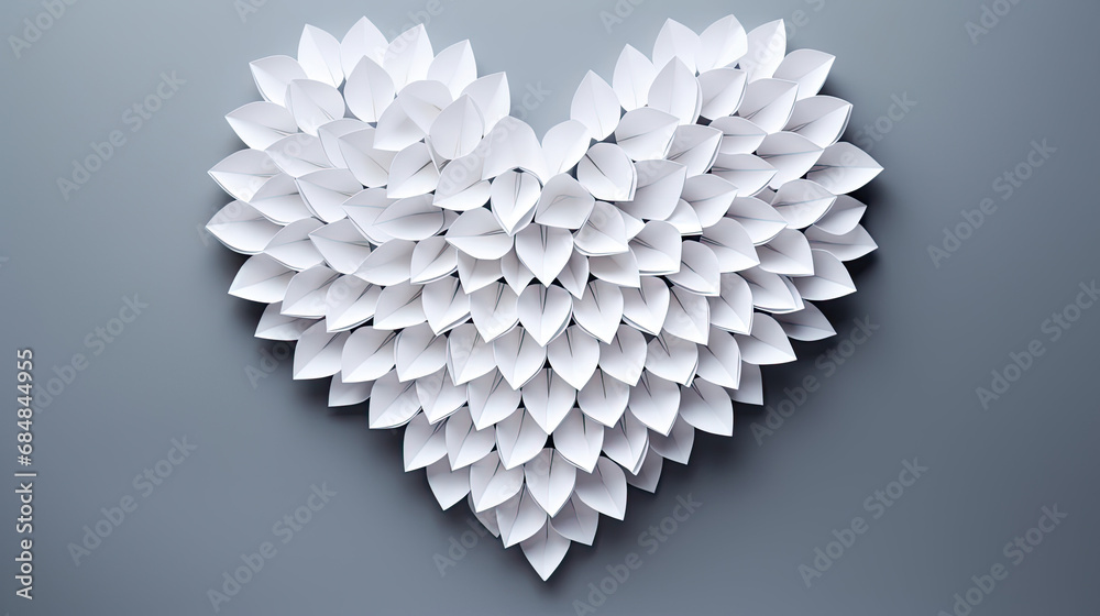 Fototapeta premium Heart shape, full paper, white background.