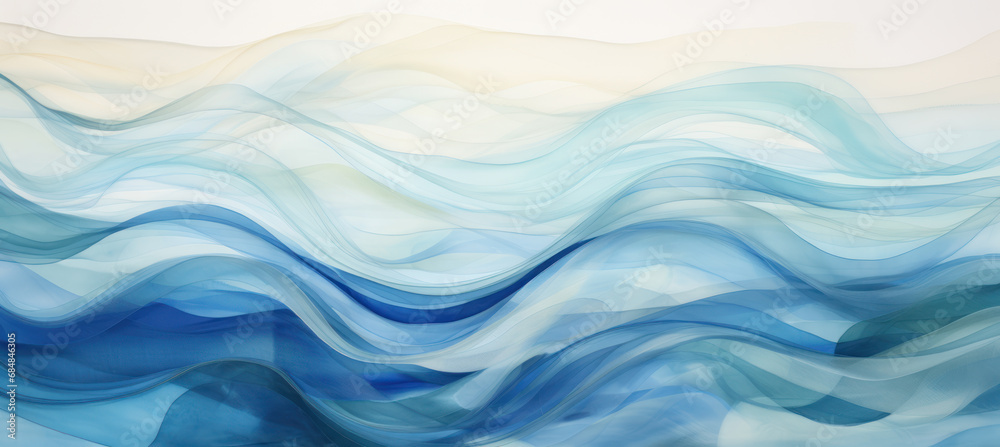 Detailed Blue Watercolor Background with Wave Motif Detailed Blue Watercolor Background with Wave Motif