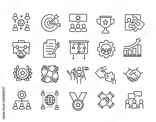 Partnership line icons. Editable stroke. For website marketing design, logo, app, template, ui, etc. Vector illustration.