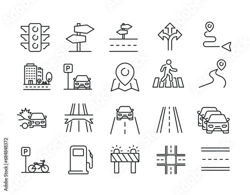 Road line icons. Editable stroke. For website marketing design, logo, app, template, ui, etc. Vector illustration.