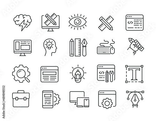 Web design line icons. Editable stroke. For website marketing design, logo, app, template, ui, etc. Vector illustration.