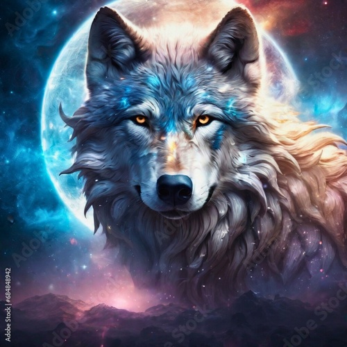 surreal wolf, face, eyes, canis.
