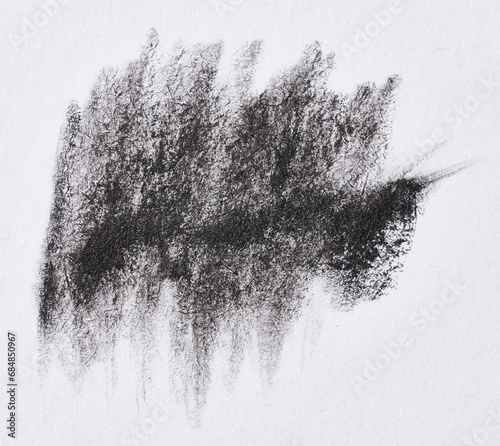 Black paint stroke with bristle brush, swatch on white background