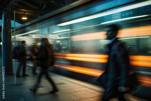 People train railway subway platform motion travel transportation station blurred