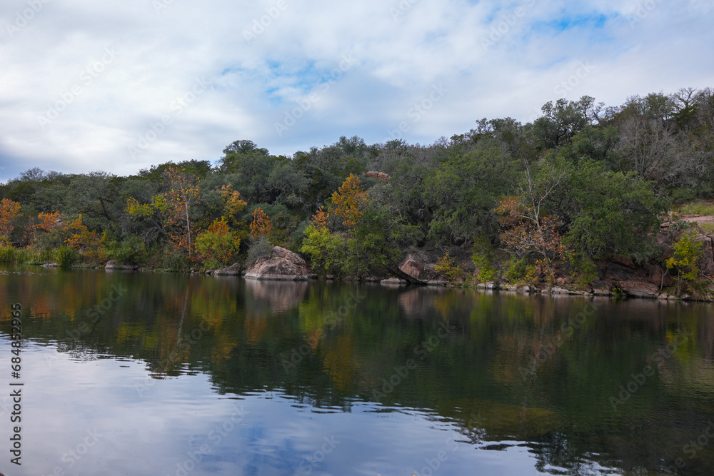 Fall colors along Ink's Lake in Texas