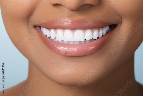 Radiant Black Woman Smiling with Perfect White Teeth on Solid White Background