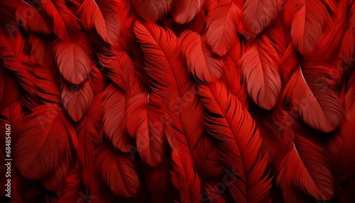 Detailed red feathers texture background  digital art with elaborate feathers of large birds photo