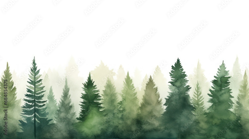 Smooth Green Pine Tree Forest Background Illustration AI Generated