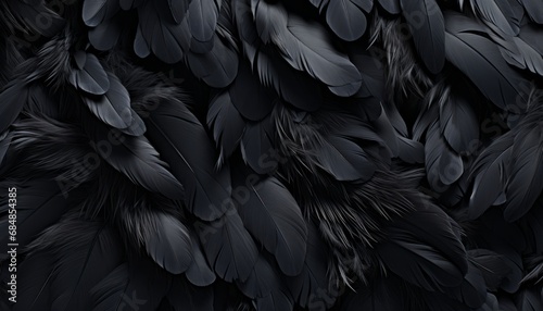 Exquisite digital art intricate black feathers texture background  showcasing large bird feathers