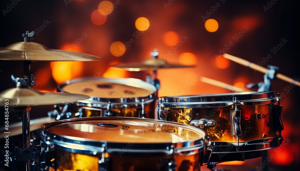 Naklejka premium Musical group performing on concert stage with blurred background high quality image