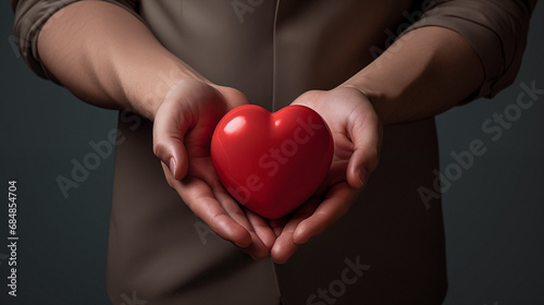 Heartfelt Embrace  Man Holding Heart Tenderly in Hand. Generative ai