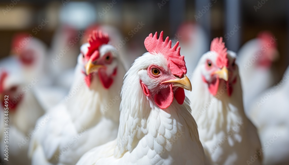 Eco friendly farm showcasing massive domestic chickens alongside factory counterparts