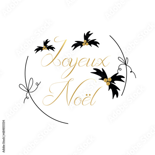 Text JOYEUX NOEL (French for Merry Christmas) on white background