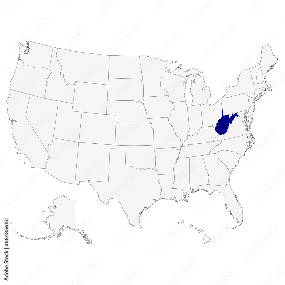 Fototapeta premium Map of West Virginia. USA flag.