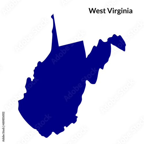 Map of West Virginia. USA flag. photo