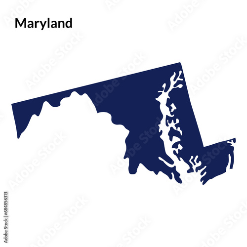 Maryland US state map. USA map