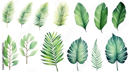 Exotic Watercolor Tropical Palm Leaves Collection AI Generated